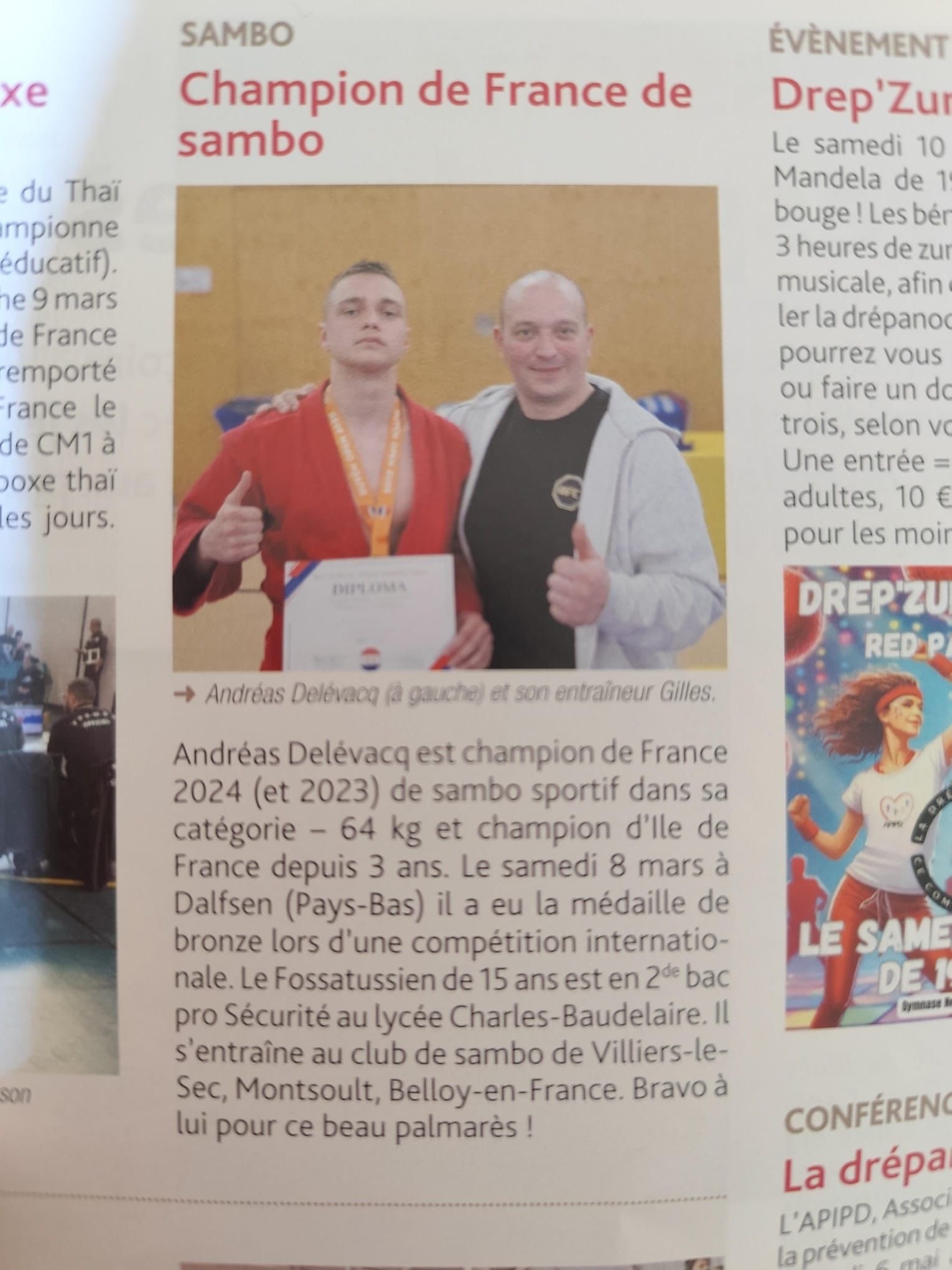 Andréas a obtenu une médaille de bronze
